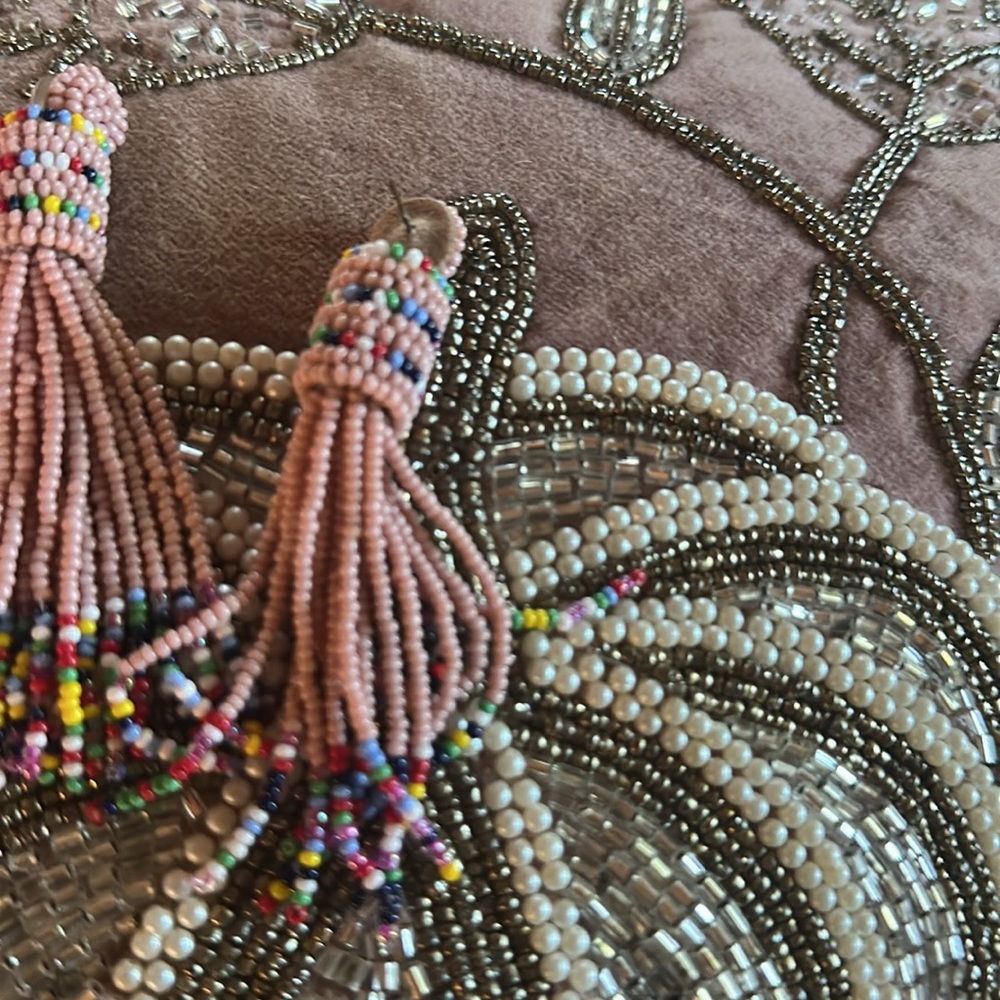Deeps gurnani Multicolor Beaded Tassel Earrings lightweight. Like new - Picture 3 of 3